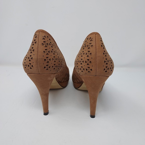 Enzo Angiolini Tan Peep Toe Heels Size 6 - Picture 5 of 9